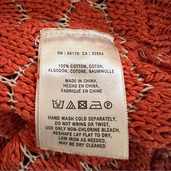 Anthropologie Moth Orange 100% Honeycomb Crew Neck Sweater Size Medium - Picture 11 of 11